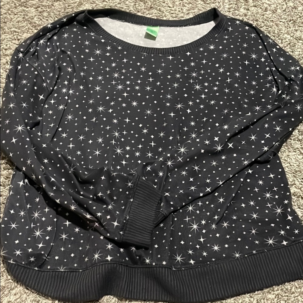Honeydew USA Black Crew Neck Sweater with Star Pattern